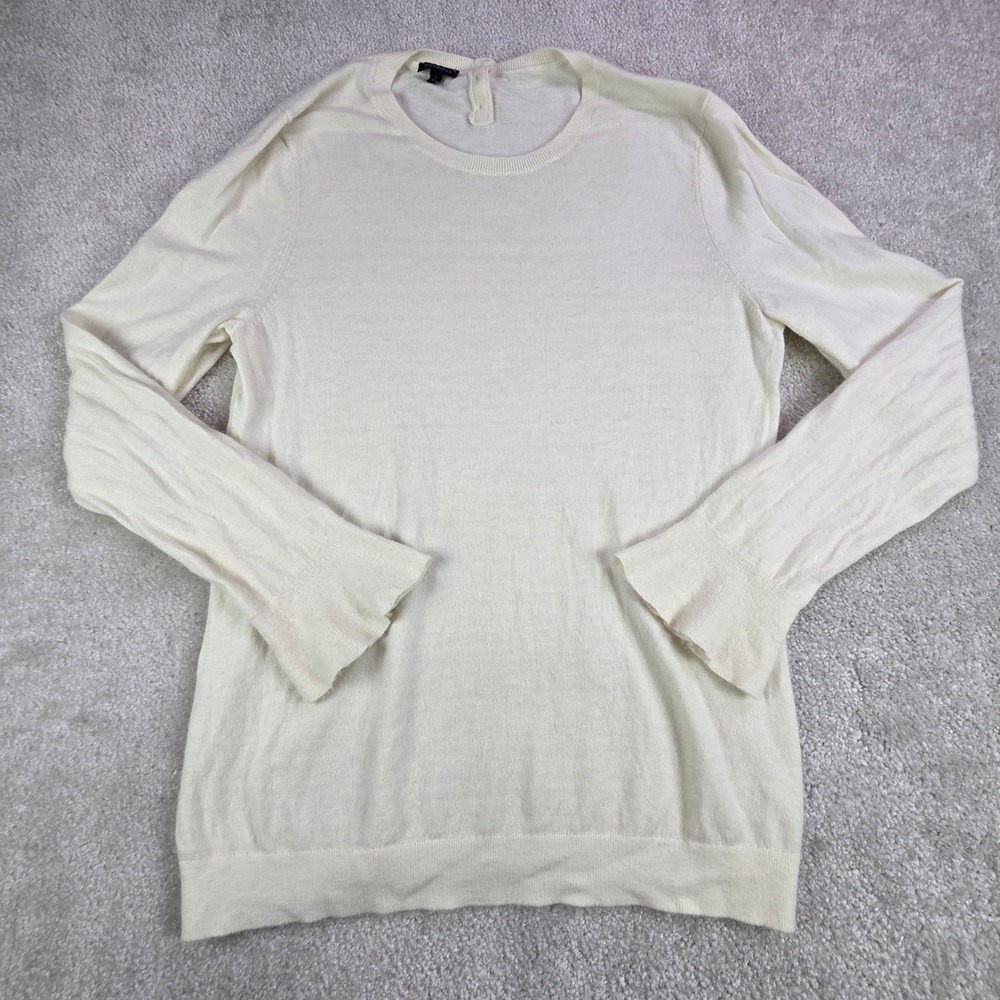 Talbots Women's‎ Lambswool Blend Crew Neck Sweater Size L Cream Long Sleeve
